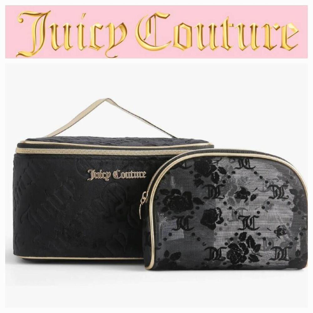 Juicy Couture JC Logo Rose's Mesh 2-PC Cosmetic Bags